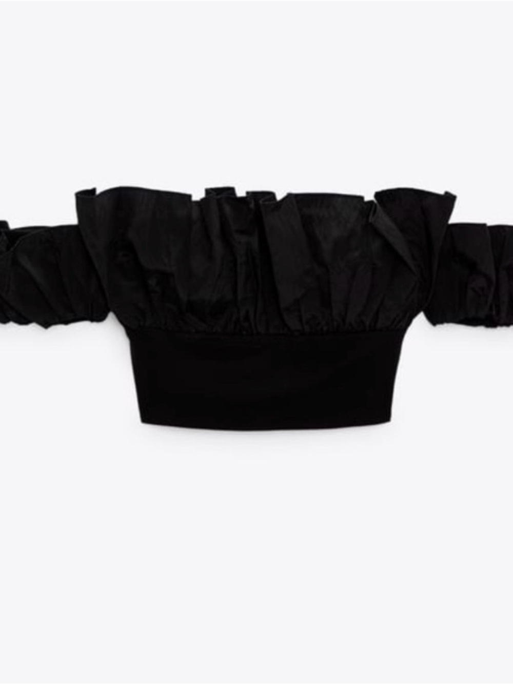 Zara Off-Shoulder Ruffle Crop Top - Picture 3 of 7